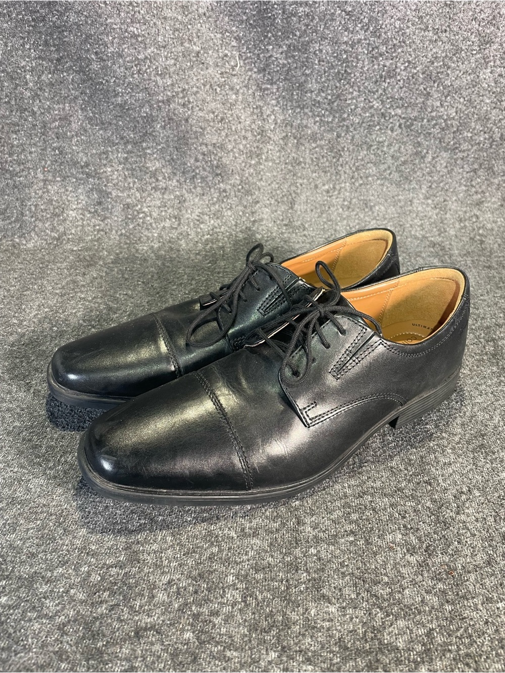 Clarks Tilden Cap Oxford Shoes Black Leather Lace Up Men's 12M 12 M | 22261